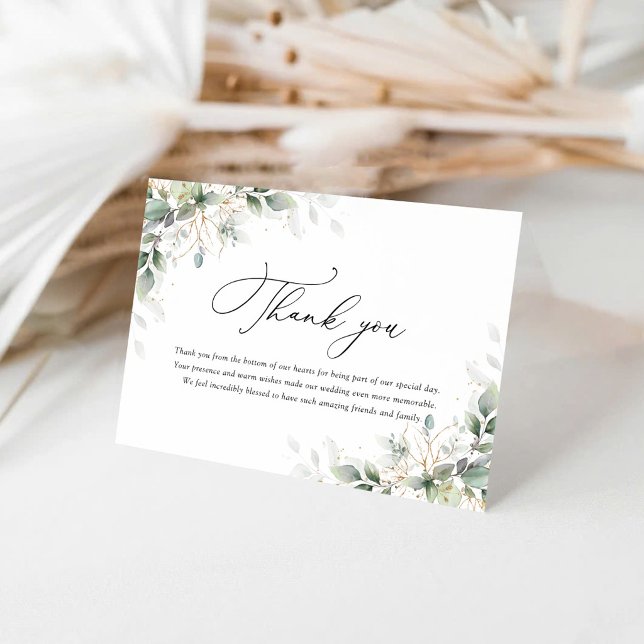 Elegant Greenery Wedding Thank You Card (Creator Uploaded)