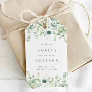 Elegant Greenery Wedding Thank You Gift Tags