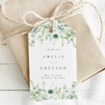 Elegant Greenery Wedding Thank You Gift Tags<br><div class="desc">This is a simple, elegant eucalyptus wedding favour tag featuring watercolor greenery elements and a modern font. Edit all wording and all colours* on this wedding program template. * the colour of the watercolor greenery are not editable // For matching items, please visit the "ASHTON" collection in the Sincerely By...</div>