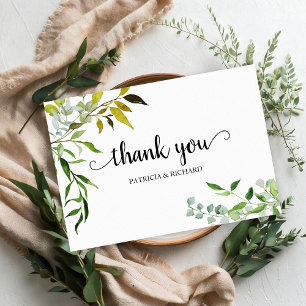 Elegant Greenery Wedding Thank You RSVP Card