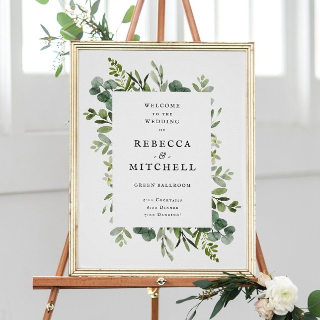 Elegant Greenery Wedding Welcome Poster (Creator Uploaded)