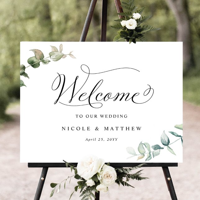 Elegant Greenery Wedding Welcome Sign (Creator Uploaded)