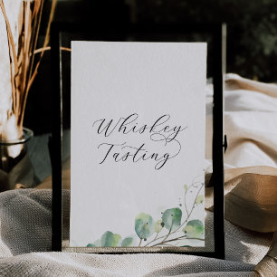 Elegant Greenery Wedding Whiskey Tasting Sign Invitation