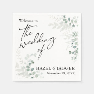 Elegant Greenery Welcome to The Wedding of Napkin