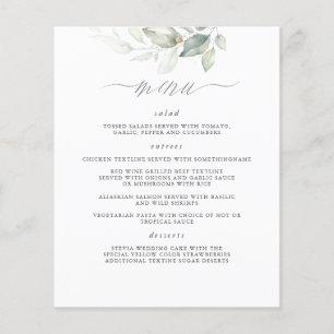 Elegant Greenery White Clean Wedding Menu