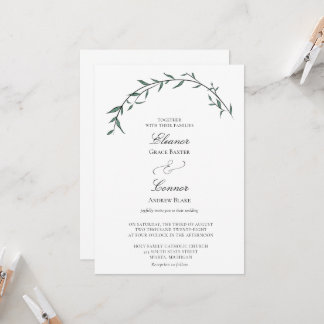 Elegant Greenery Willow Arch Wedding Invitation