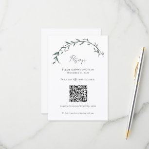 Elegant Greenery Willow Arch Wedding QR RSVP Cards