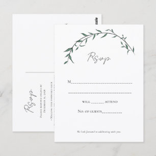 Elegant Greenery Willow Arch Wedding RSVP Postcard
