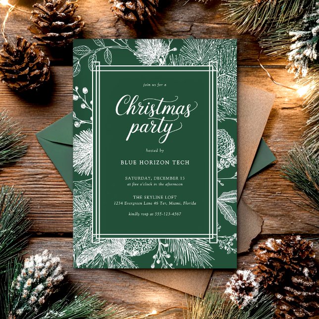 Elegant Greenery Winter Christmas Party  Invitation (Creator Uploaded)