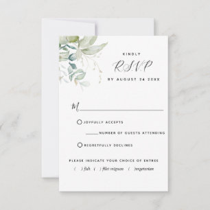 Elegant Greenery with/out Meal Choices RSVP Card