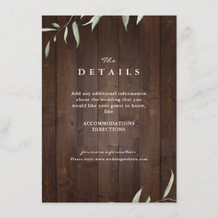 Elegant greenery wood county rustic wedding detail enclosure card