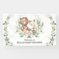 Elegant Greenery Woodland Animals Baby Welcome