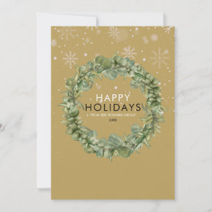 Elegant Greenery Wreath Corporate Holiday Card