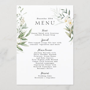 Elegant Greens Lovely Wedding Menu