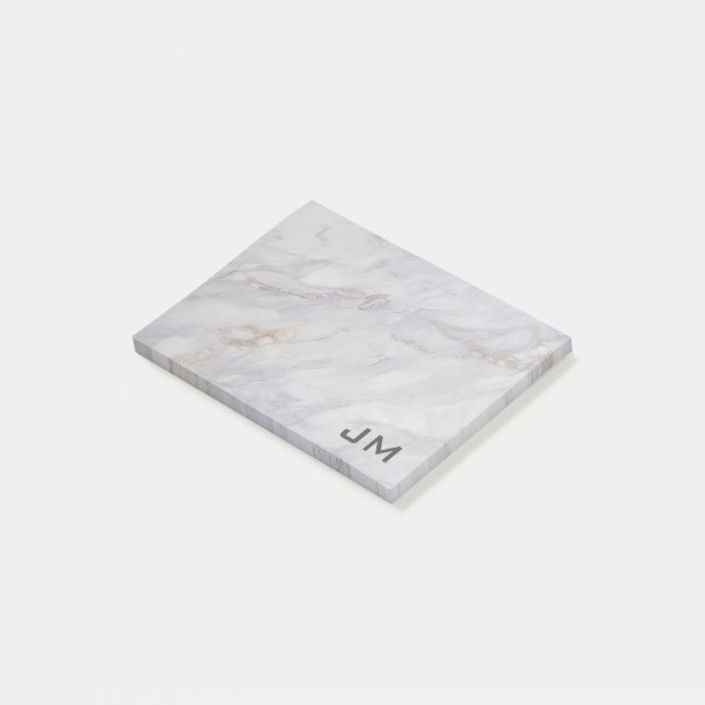 Elegant grey and beige marble design post-it notes (Angled)
