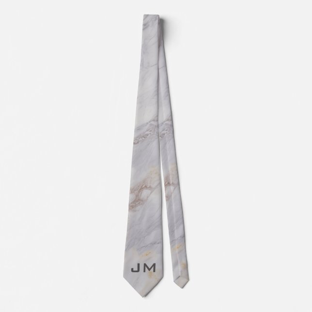 Elegant grey and beige marble design tie (Front)