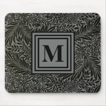 Elegant Grey and Black Monogrammed William Morris
