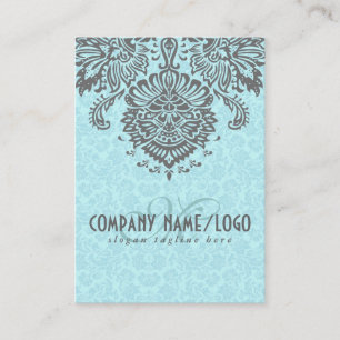 Elegant Grey And Blue Vintage Floral Damasks Business Card