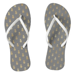 Elegant Grey and Gold Pineapple Pattern Jandals