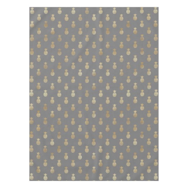 Elegant Grey and Gold Pineapple Pattern  Tablecloth (Front)