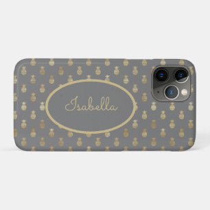Elegant Grey and Gold Pineapple Personalised  Case-Mate iPhone Case