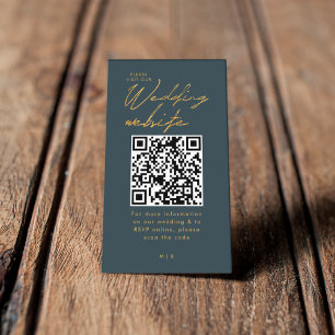 Elegant Grey and Gold Visit our Wedding Website Enclosure Card