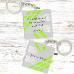 Elegant Grey and Green Abstract – Luke Bible Verse Key Ring