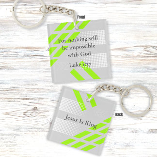 Elegant Grey and Green Abstract – Luke Bible Verse Key Ring