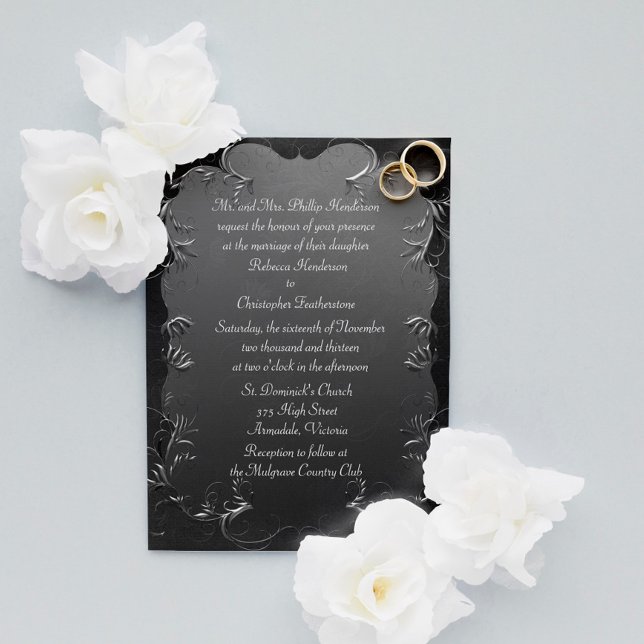 Elegant Grey and Silver Wedding Invitation (Creator Uploaded)