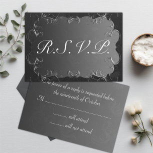 Elegant Grey and Silver Wedding RSVP Card