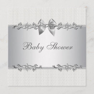 Elegant Grey and White Baby Shower Invitation