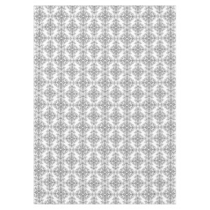 Elegant Grey and White Floral Vintage Style Damask Tablecloth