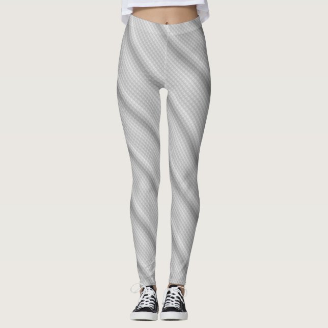 Elegant Grey and White Stripes Leggings (Front)