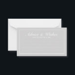 Elegant Grey and White Wedding Advice and Wishes Card<br><div class="desc">Beautiful Elegant Grey and White Wedding Advice and Wishes Card
featuring your information in white elegant font style with white rectangle border.

Click on the customise it button to personalise the design.</div>