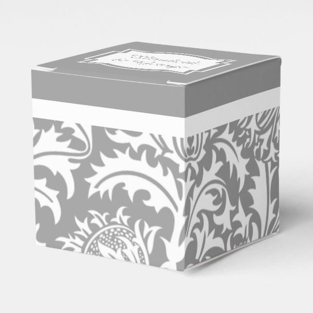 Elegant Grey and White William Morris Wedding Favour Box (Front Side)