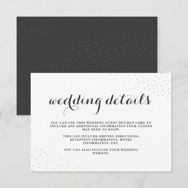 Elegant Grey and White with Dots Wedding Details Enclosure Card (Front/Back)