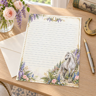 Elegant Grey Andalusian Wisteria Lined Stationery