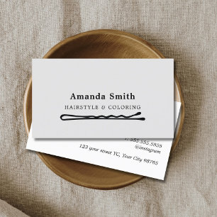 Elegant Grey Black Hair Pins Icon Hair Stylist  Business Card