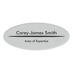 Elegant Grey Black Professional Expertise & Oval Name Tag