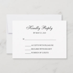 Elegant Grey Black White RSVP Cards