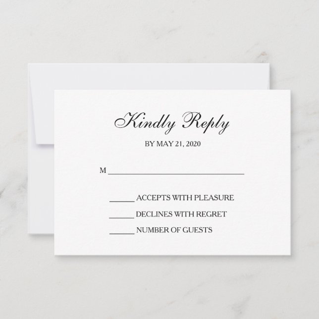 Elegant Grey | Black | White RSVP Cards (Front)