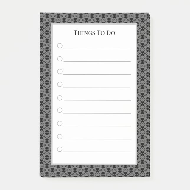 Elegant Grey Black & White Things To Do Post-it Notes (Front)
