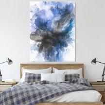 Elegant Grey & Blue Abstract Flower 
