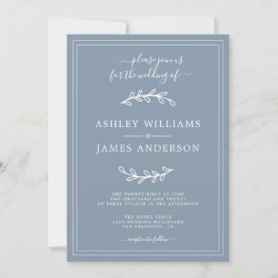 Elegant Grey Blue Wedding invitation