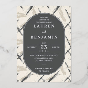 Elegant Grey Brushstroke Wedding Invitation