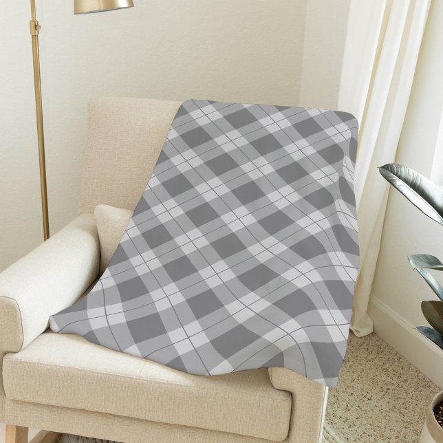 Elegant Grey Buffalo Plaid Holiday Fleece Blanket (Creator Uploaded)