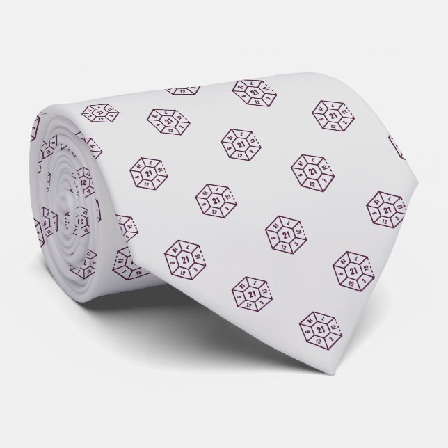 Elegant Grey Burgundy Number Dice  Tie (Rolled)