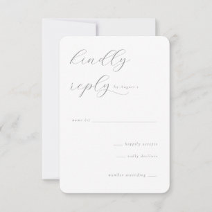 Elegant Grey Calligraphy RSVP Card