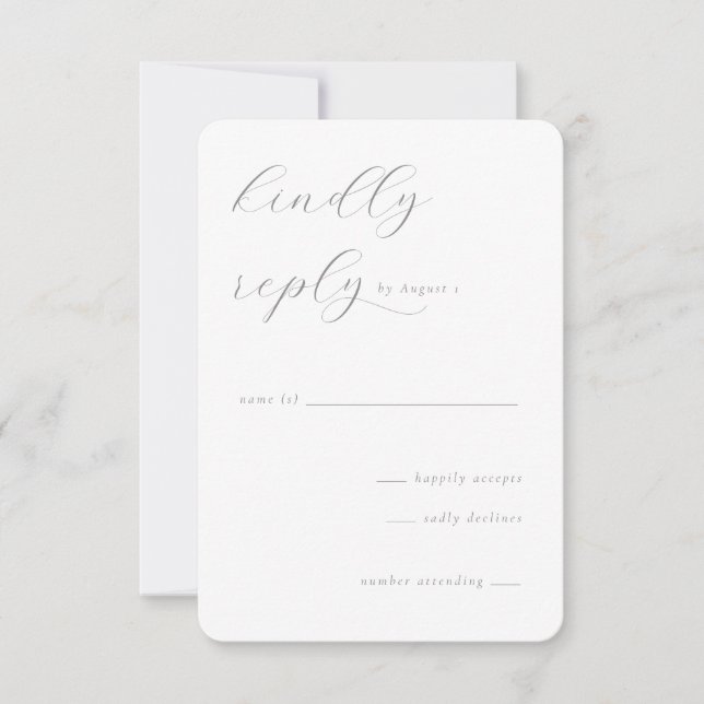 Elegant Grey Calligraphy RSVP Card (Front)