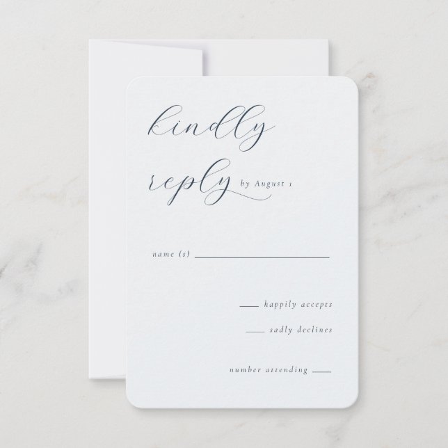 Elegant Grey Calligraphy RSVP Card (Front)